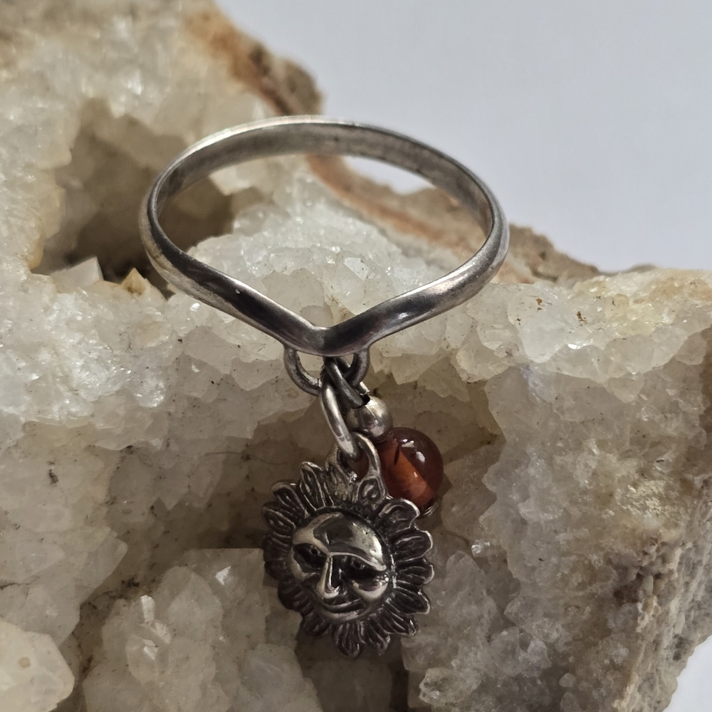 Sun Charm Ring Size 7 Sterling Silver